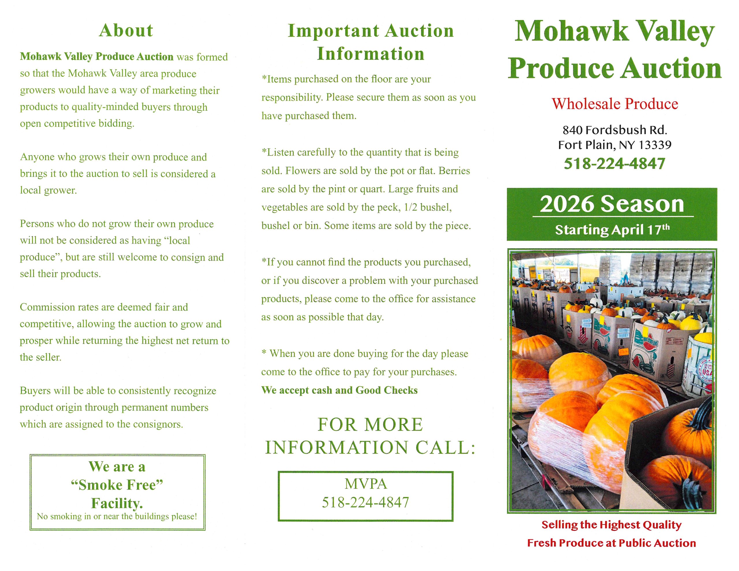 Mohawk Valley Produce Auction flyer