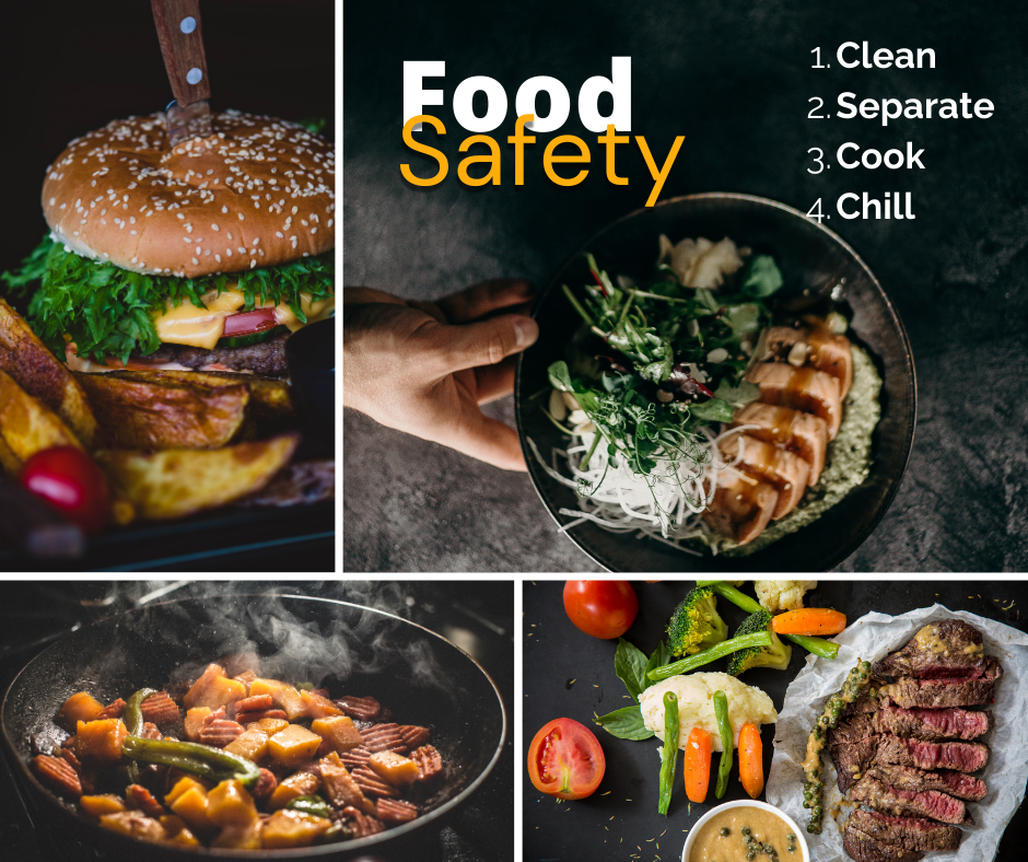 Food Safety with photos of different food dishes