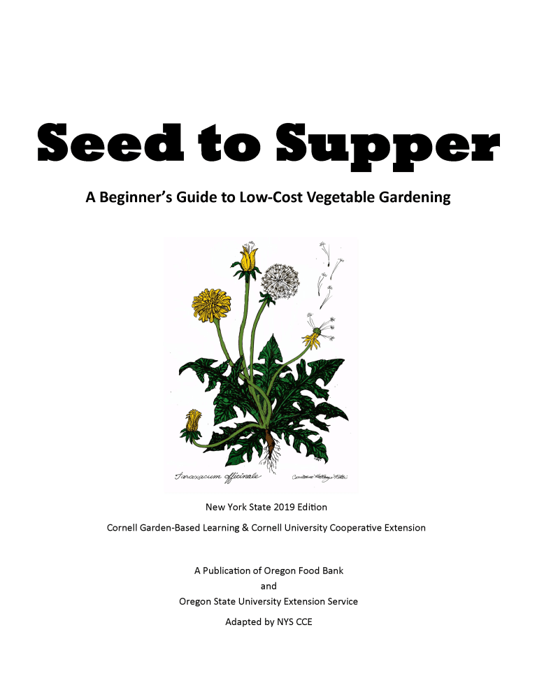 Seed to supper cover page with dandelions