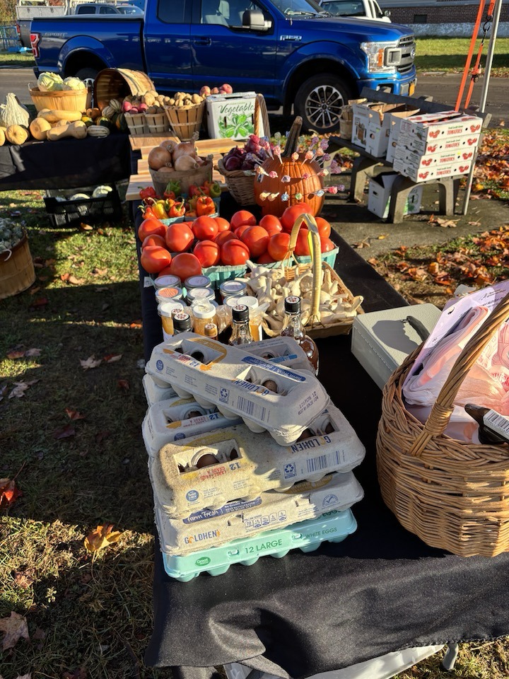 Eggs and vegetables at market